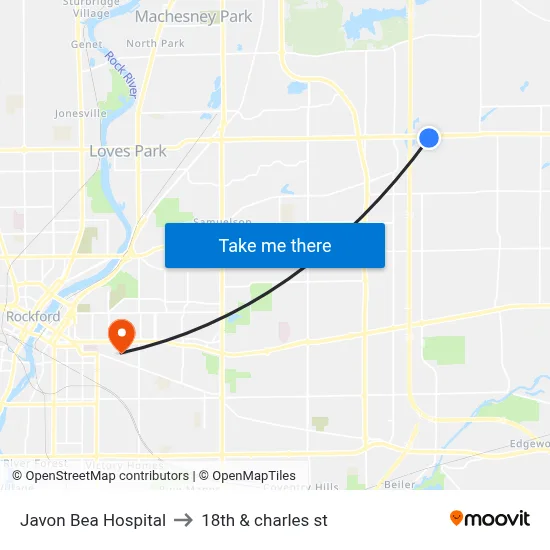 Javon Bea Hospital to 18th & charles st map