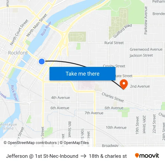 Jefferson @ 1st St-Nec-Inbound to 18th & charles st map
