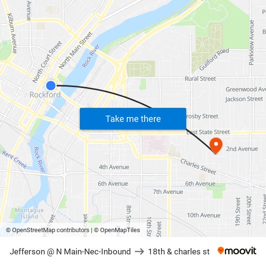 Jefferson @ N Main-Nec-Inbound to 18th & charles st map