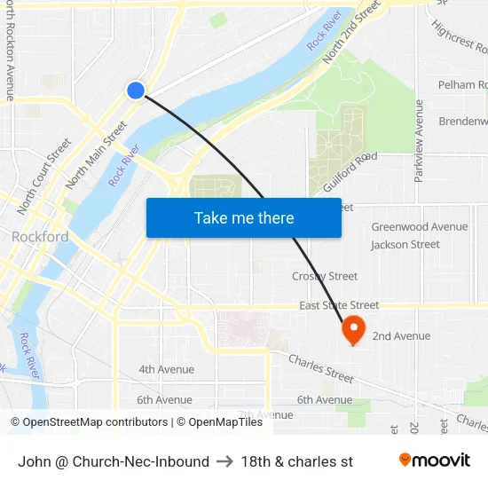 John @ Church-Nec-Inbound to 18th & charles st map