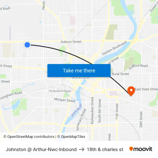 Johnston @ Arthur-Nwc-Inbound to 18th & charles st map