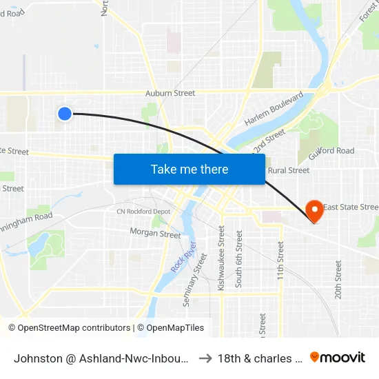 Johnston @ Ashland-Nwc-Inbound to 18th & charles st map