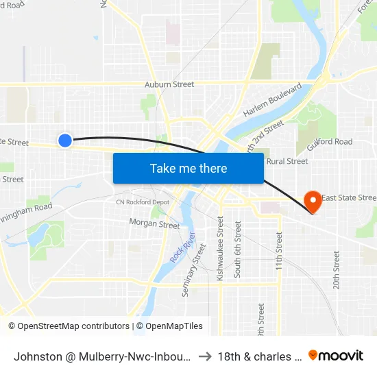 Johnston @ Mulberry-Nwc-Inbound to 18th & charles st map