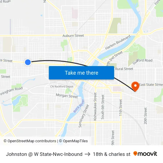 Johnston @ W State-Nwc-Inbound to 18th & charles st map