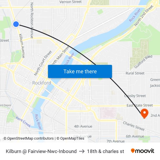 Kilburn @ Fairview-Nwc-Inbound to 18th & charles st map