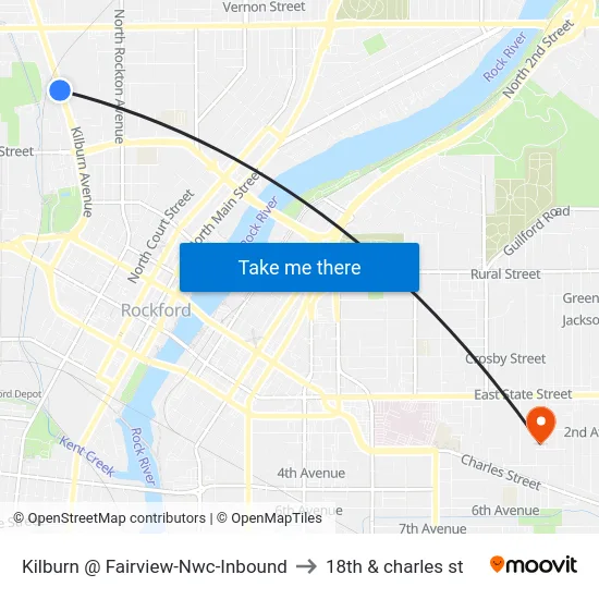 Kilburn @ Fairview-Nwc-Inbound to 18th & charles st map
