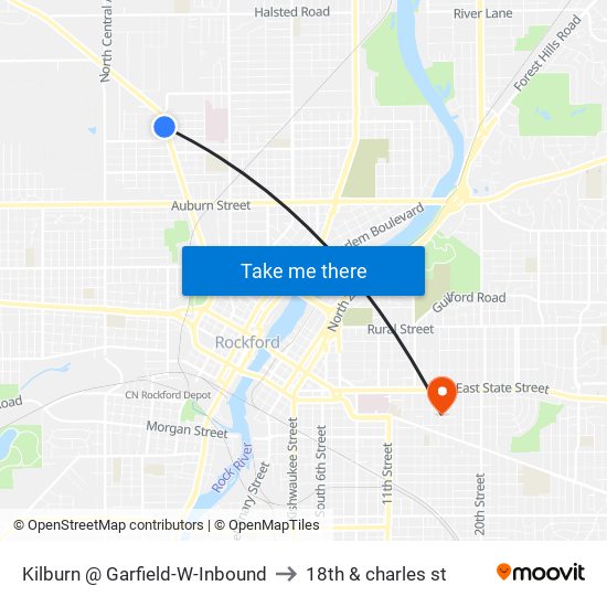 Kilburn @ Garfield-W-Inbound to 18th & charles st map