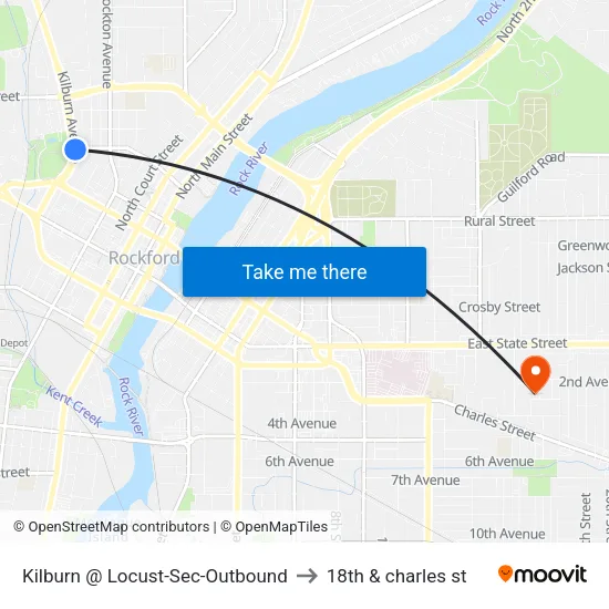 Kilburn @ Locust-Sec-Outbound to 18th & charles st map