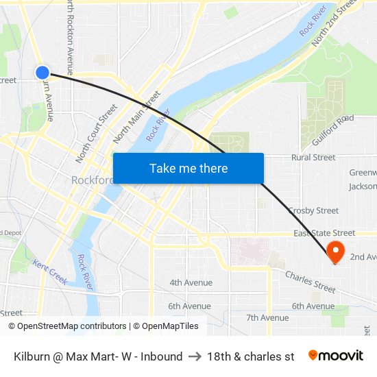 Kilburn @ Max Mart- W - Inbound to 18th & charles st map