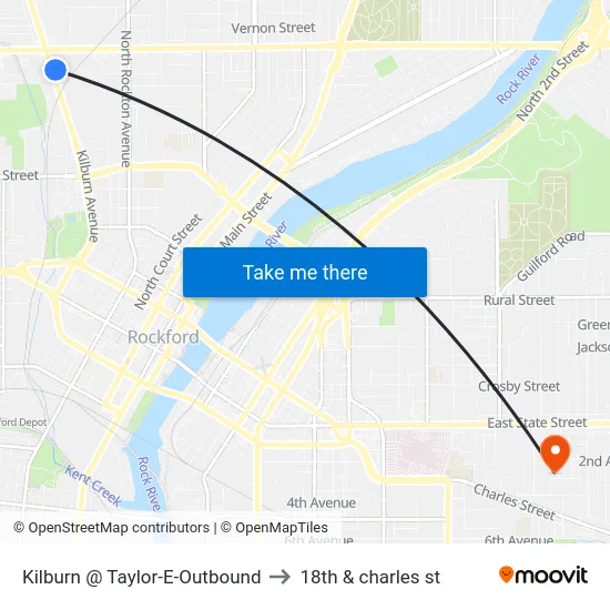 Kilburn @ Taylor-E-Outbound to 18th & charles st map