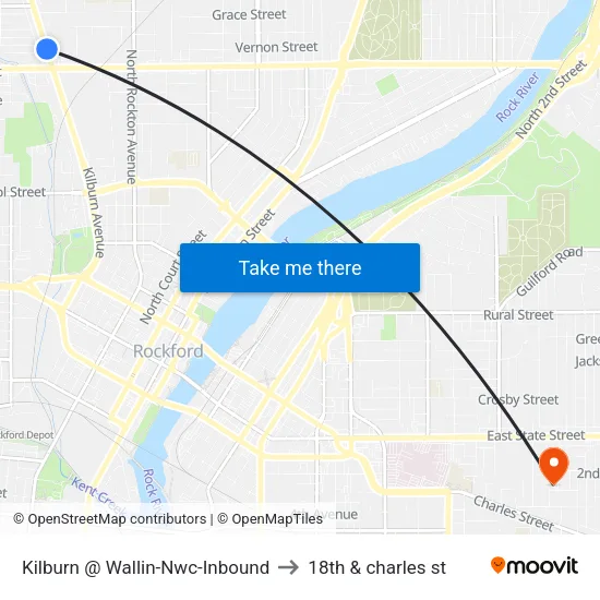 Kilburn @ Wallin-Nwc-Inbound to 18th & charles st map