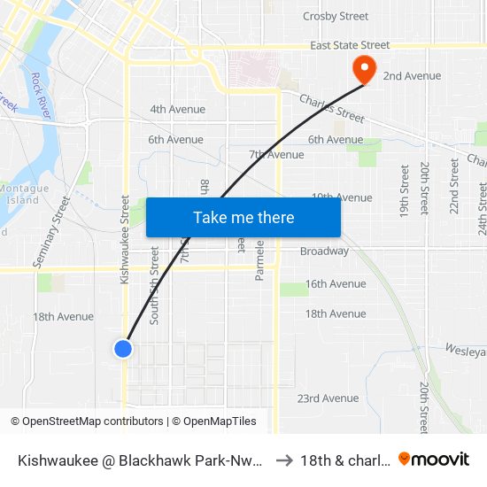 Kishwaukee @ Blackhawk Park-Nwc-Outbound to 18th & charles st map