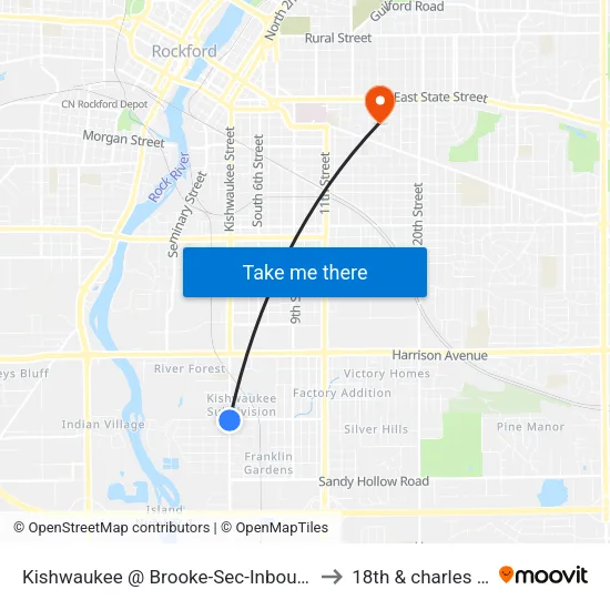 Kishwaukee @ Brooke-Sec-Inbound to 18th & charles st map