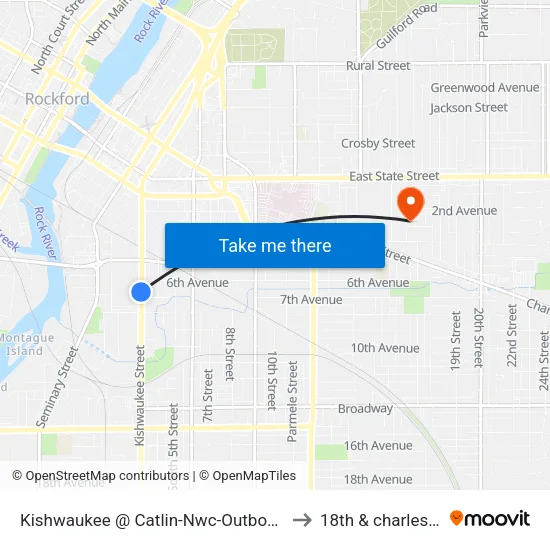 Kishwaukee @ Catlin-Nwc-Outbound to 18th & charles st map