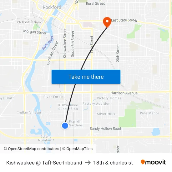 Kishwaukee @ Taft-Sec-Inbound to 18th & charles st map