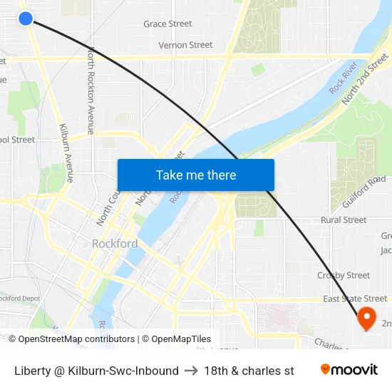 Liberty @ Kilburn-Swc-Inbound to 18th & charles st map