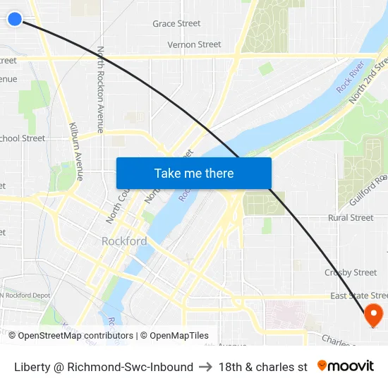 Liberty @ Richmond-Swc-Inbound to 18th & charles st map