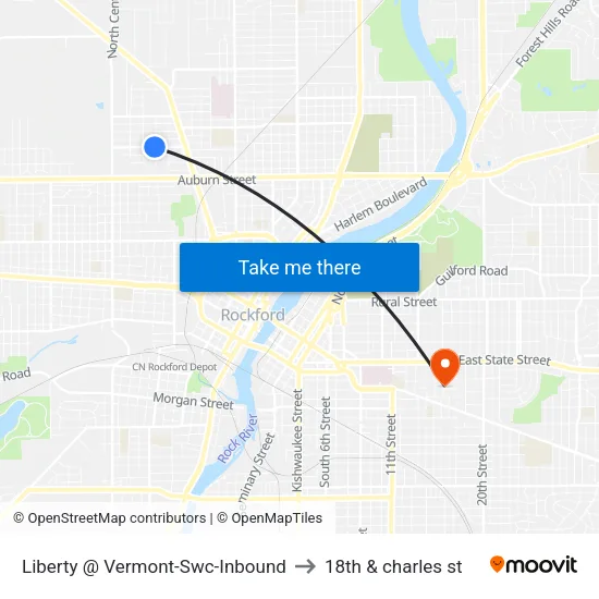 Liberty @ Vermont-Swc-Inbound to 18th & charles st map