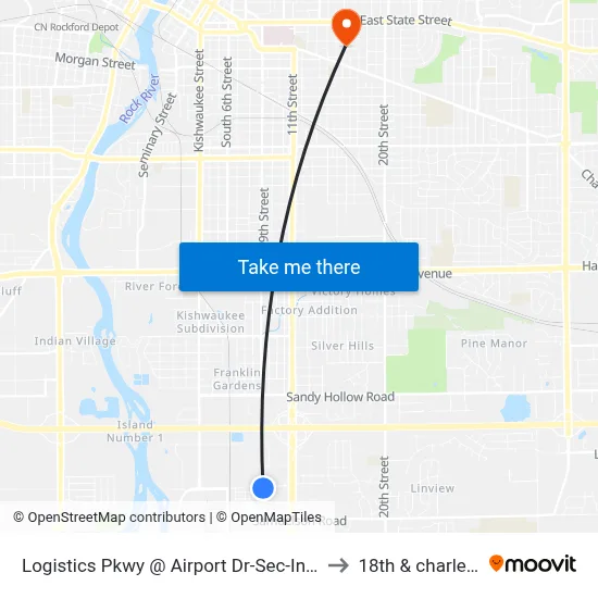 Logistics Pkwy @ Airport Dr-Sec-Inbound to 18th & charles st map