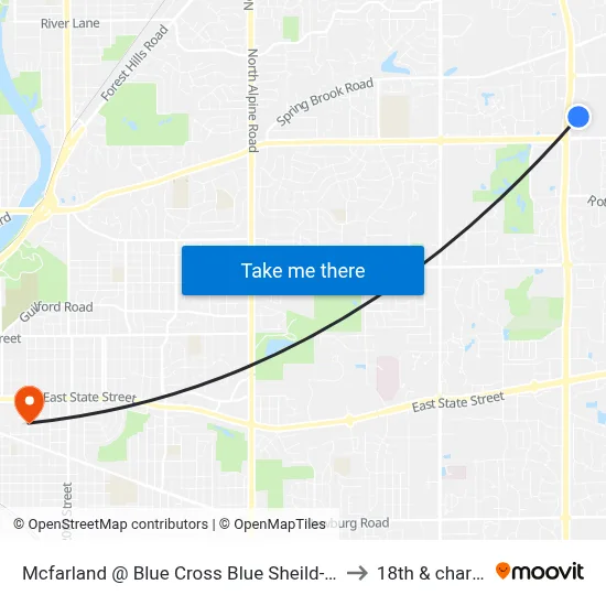Mcfarland @ Blue Cross Blue Sheild-E-Outbound to 18th & charles st map