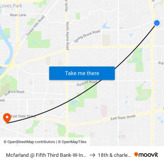 Mcfarland @ Fifth Third Bank-W-Inbound to 18th & charles st map