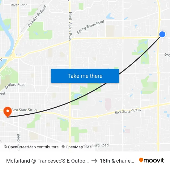 Mcfarland @ Francesco'S-E-Outbound to 18th & charles st map