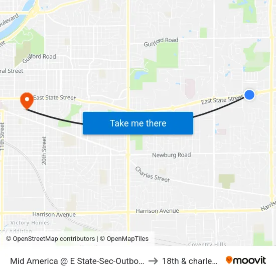 Mid America @ E State-Sec-Outbound to 18th & charles st map