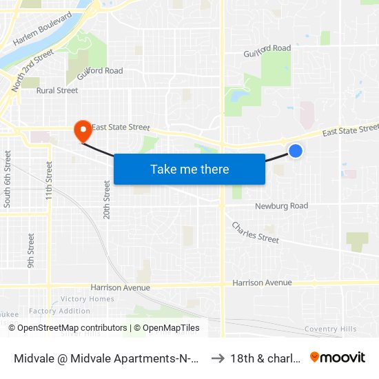 Midvale @ Midvale Apartments-N-Outbound to 18th & charles st map