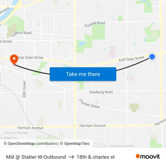 Mill @ Stalter-W-Outbound to 18th & charles st map