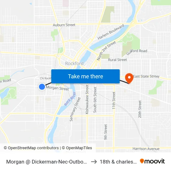Morgan @ Dickerman-Nec-Outbound to 18th & charles st map