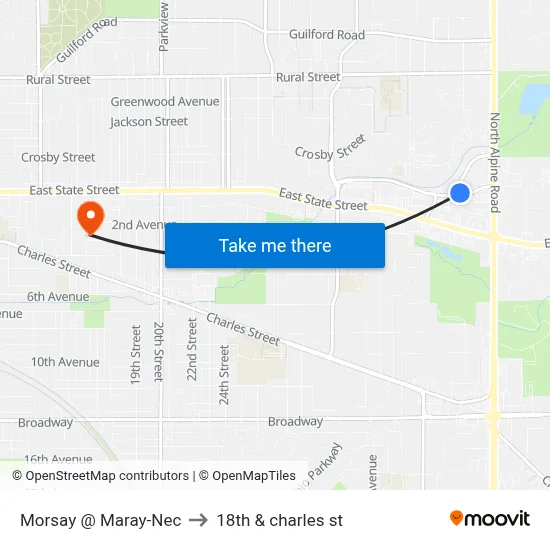 Morsay @ Maray-Nec to 18th & charles st map
