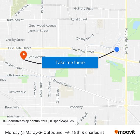 Morsay @ Maray-S- Outbound to 18th & charles st map