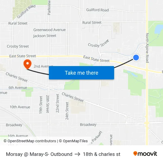 Morsay @ Maray-S- Outbound to 18th & charles st map