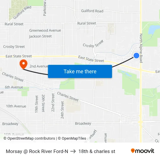 Morsay @ Rock River Ford-N to 18th & charles st map