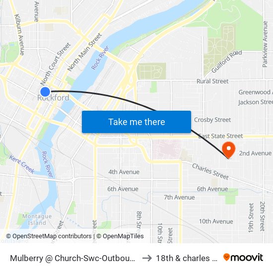 Mulberry @ Church-Swc-Outbound to 18th & charles st map