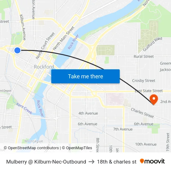 Mulberry @ Kilburn-Nec-Outbound to 18th & charles st map