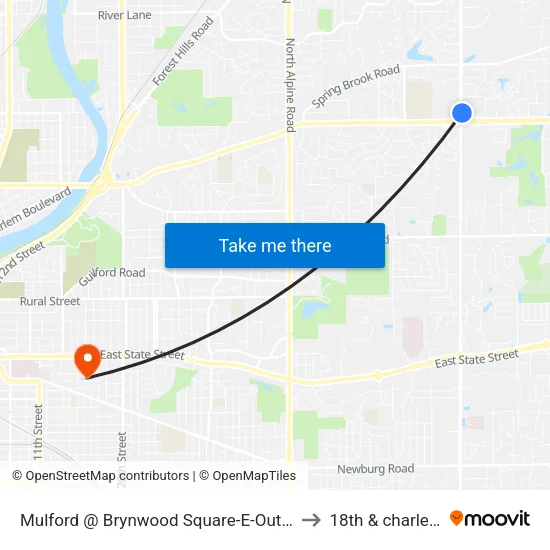 Mulford @ Brynwood Square-E-Outbound to 18th & charles st map