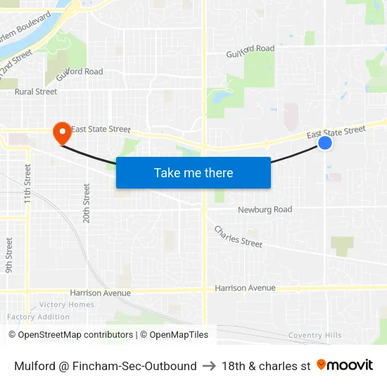 Mulford @ Fincham-Sec-Outbound to 18th & charles st map