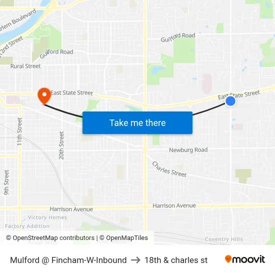 Mulford @ Fincham-W-Inbound to 18th & charles st map