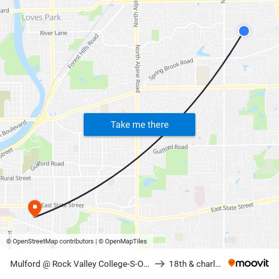 Mulford @ Rock Valley College-S-Outbound to 18th & charles st map