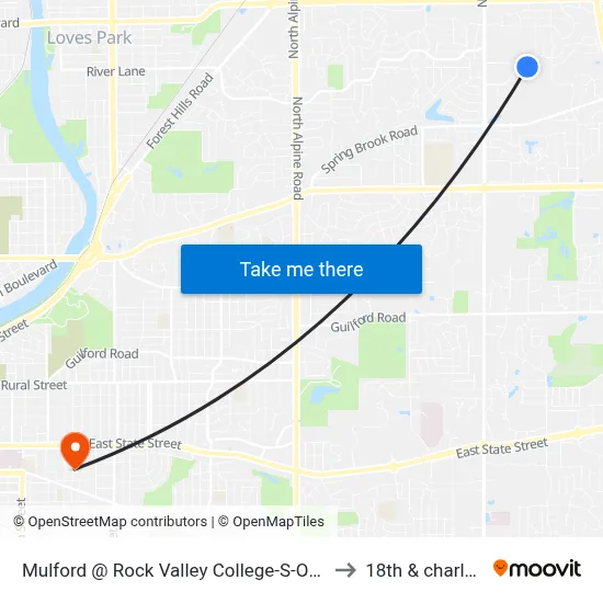 Mulford @ Rock Valley College-S-Outbound to 18th & charles st map