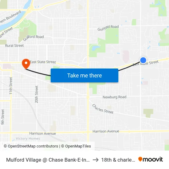 Mulford Village @ Chase Bank-E-Inbound to 18th & charles st map