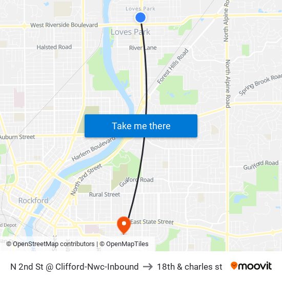 N 2nd St @ Clifford-Nwc-Inbound to 18th & charles st map