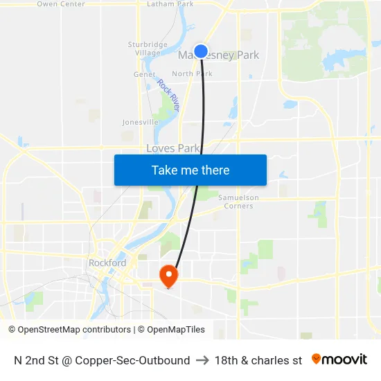 N 2nd St @ Copper-Sec-Outbound to 18th & charles st map