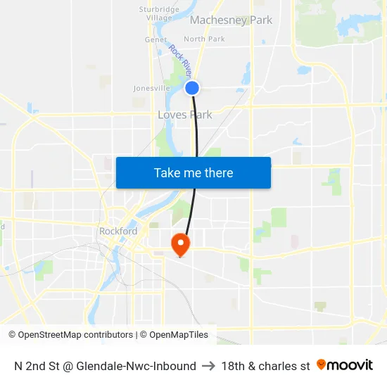 N 2nd St @ Glendale-Nwc-Inbound to 18th & charles st map