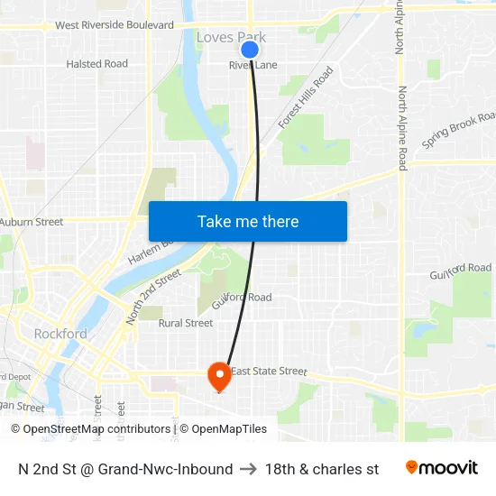N 2nd St @ Grand-Nwc-Inbound to 18th & charles st map
