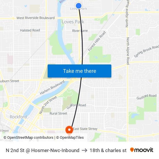 N 2nd St @ Hosmer-Nwc-Inbound to 18th & charles st map