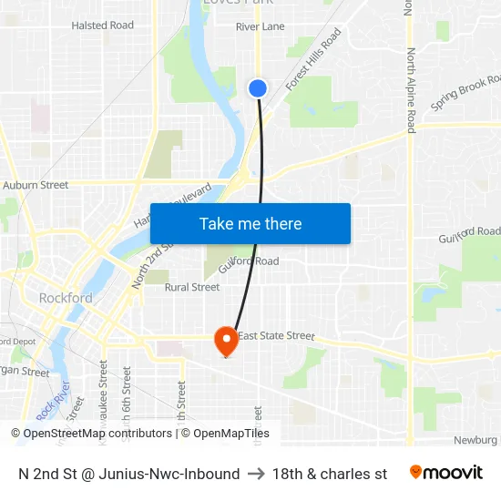N 2nd St @ Junius-Nwc-Inbound to 18th & charles st map