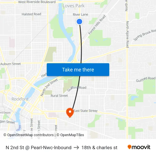 N 2nd St @ Pearl-Nwc-Inbound to 18th & charles st map