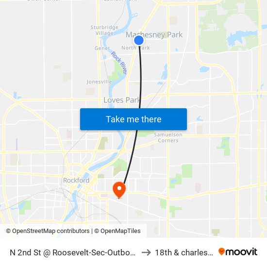 N 2nd St @ Roosevelt-Sec-Outbound to 18th & charles st map